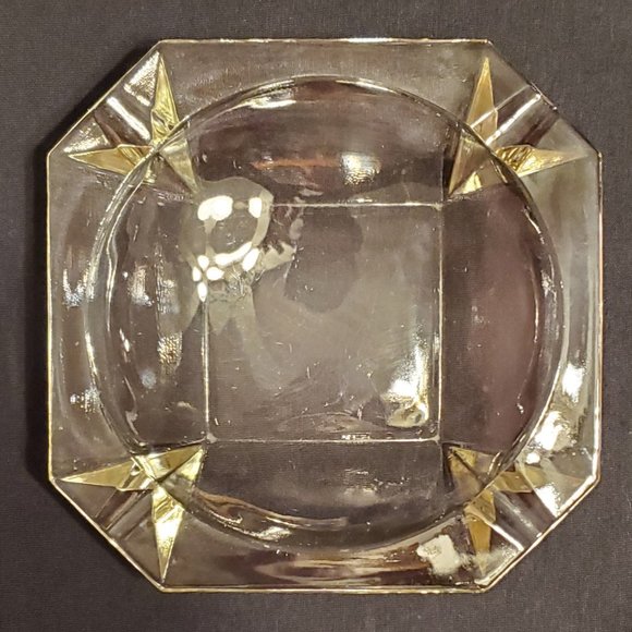 Clear Glass Square Octagon Ashtray - Picture 2 of 5